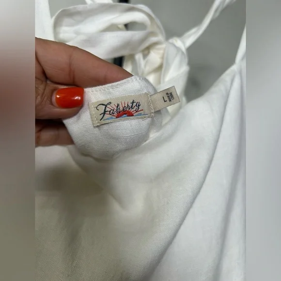 Faherty Linen White Maxi Dress size L - Picture 5 of 6